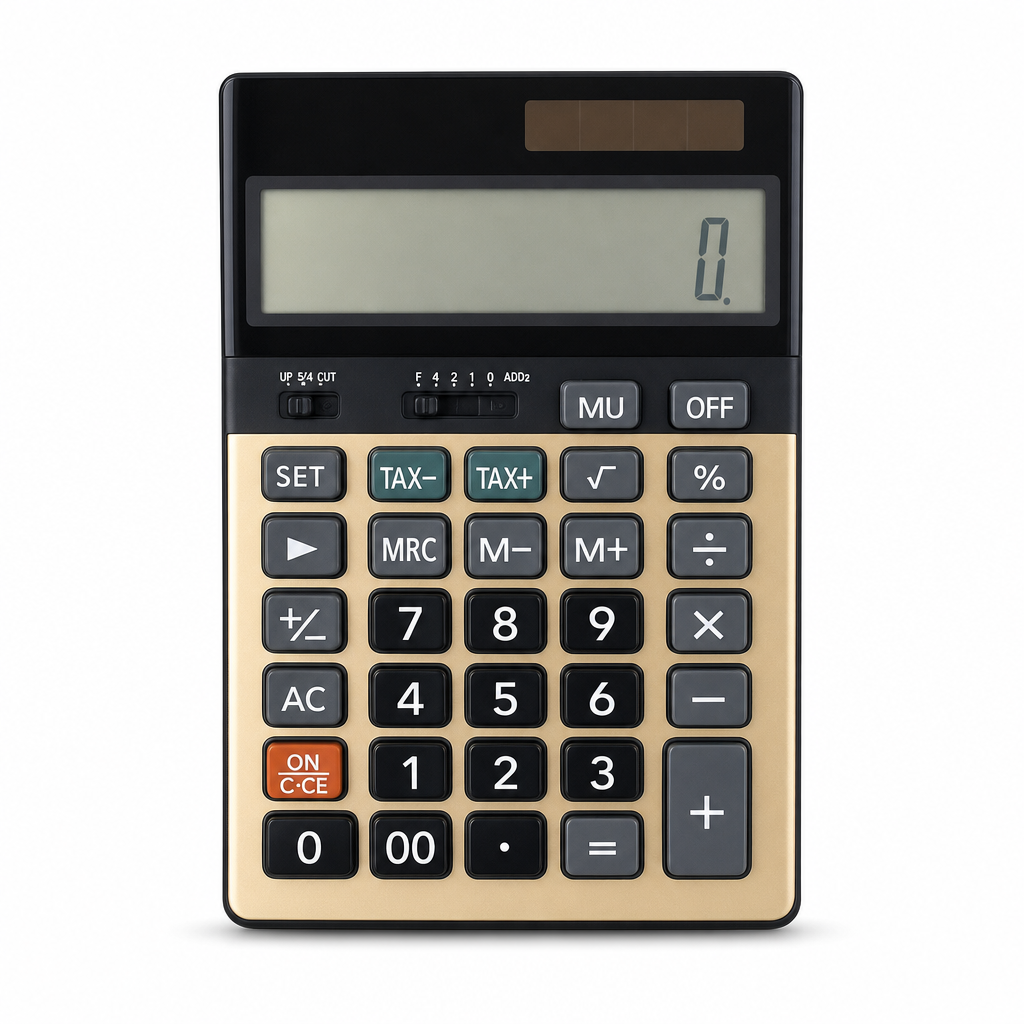 72 Pieces Electronic Calculators, 12-Digit Display with Tax Function and Dual Power, Black and Gold, 1 Piece