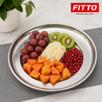 120 Pieces Stainless Steel Round Serving Plate with Wide Rim, 24 cm, 1 Piece