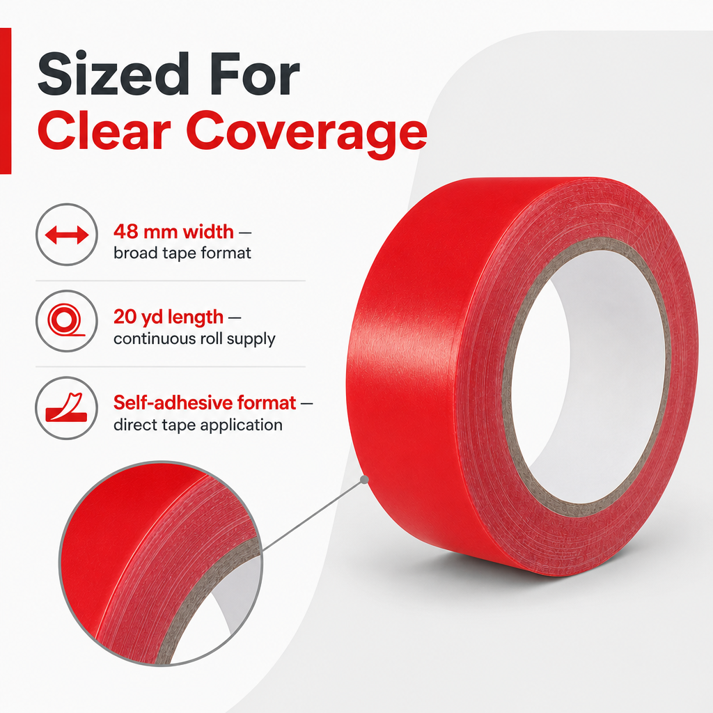 96 Pieces Adhesive Tapes, Red Self-Adhesive Roll, 48 mm x 20 yd, 1 Roll