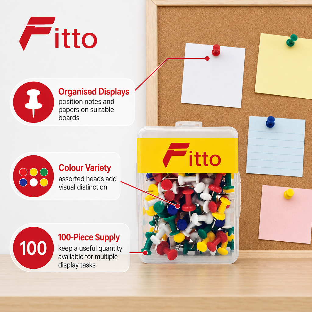 240 Pieces Push Pins, Assorted Colours, 100-Pack for Noticeboards, Displays and Office Organisation