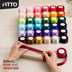 48 Pieces Assorted Colour Satin Ribbon Rolls, 1.5 cm x 5 m, 45 Rolls for Crafts, Wrapping and Decoration