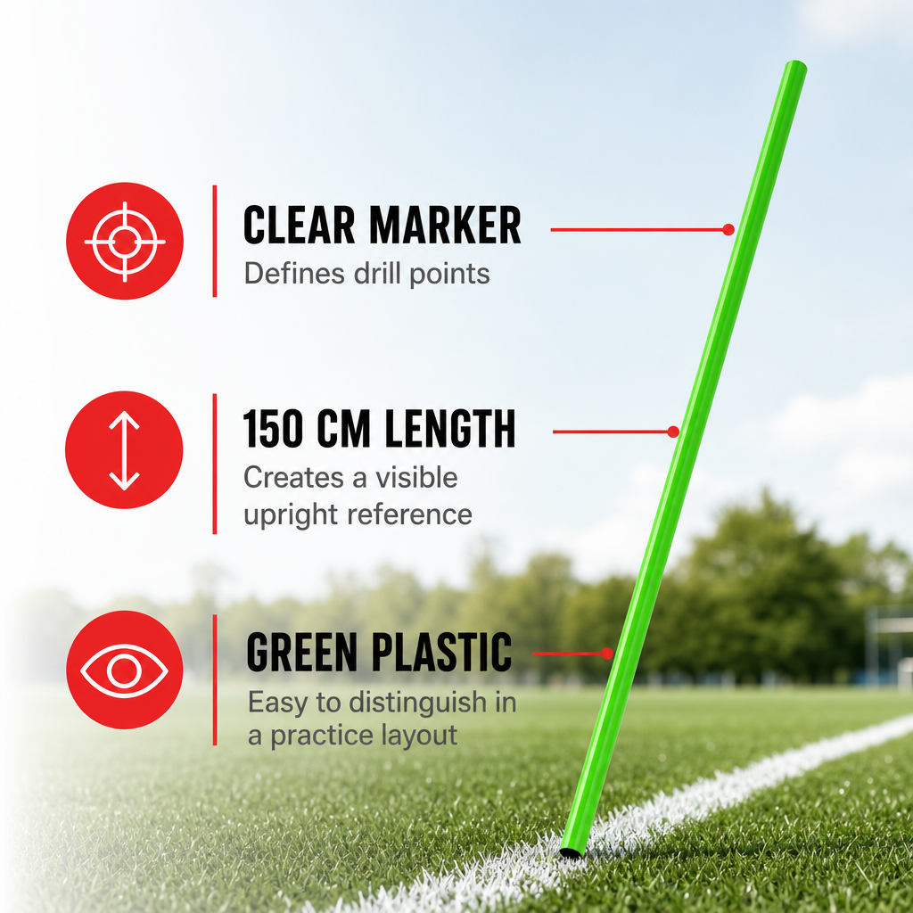 144 Pieces Plastic Soccer Training Pole, 150 cm, Green