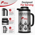 72 Pieces Vacuum Flasks with Carry Handle, Silver and Black, 1 Litre, 1 Piece