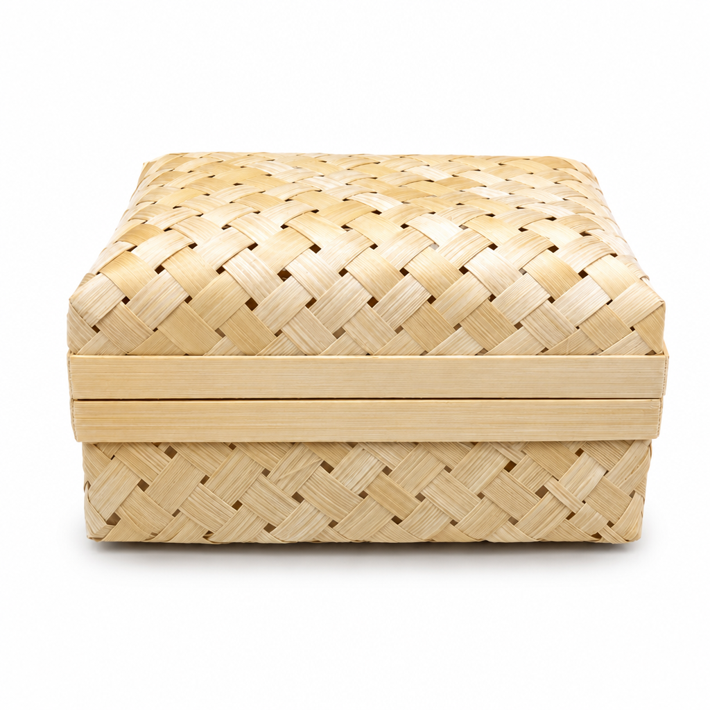 96 Pieces Handwoven Bamboo Rectangular Storage Box with Lid, 8 x 6 in