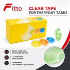 96 Pieces Self Adhesive Crystal Clear Tape, 12mm x 25yd, 12 Rolls for Office, Craft and Wrapping Use