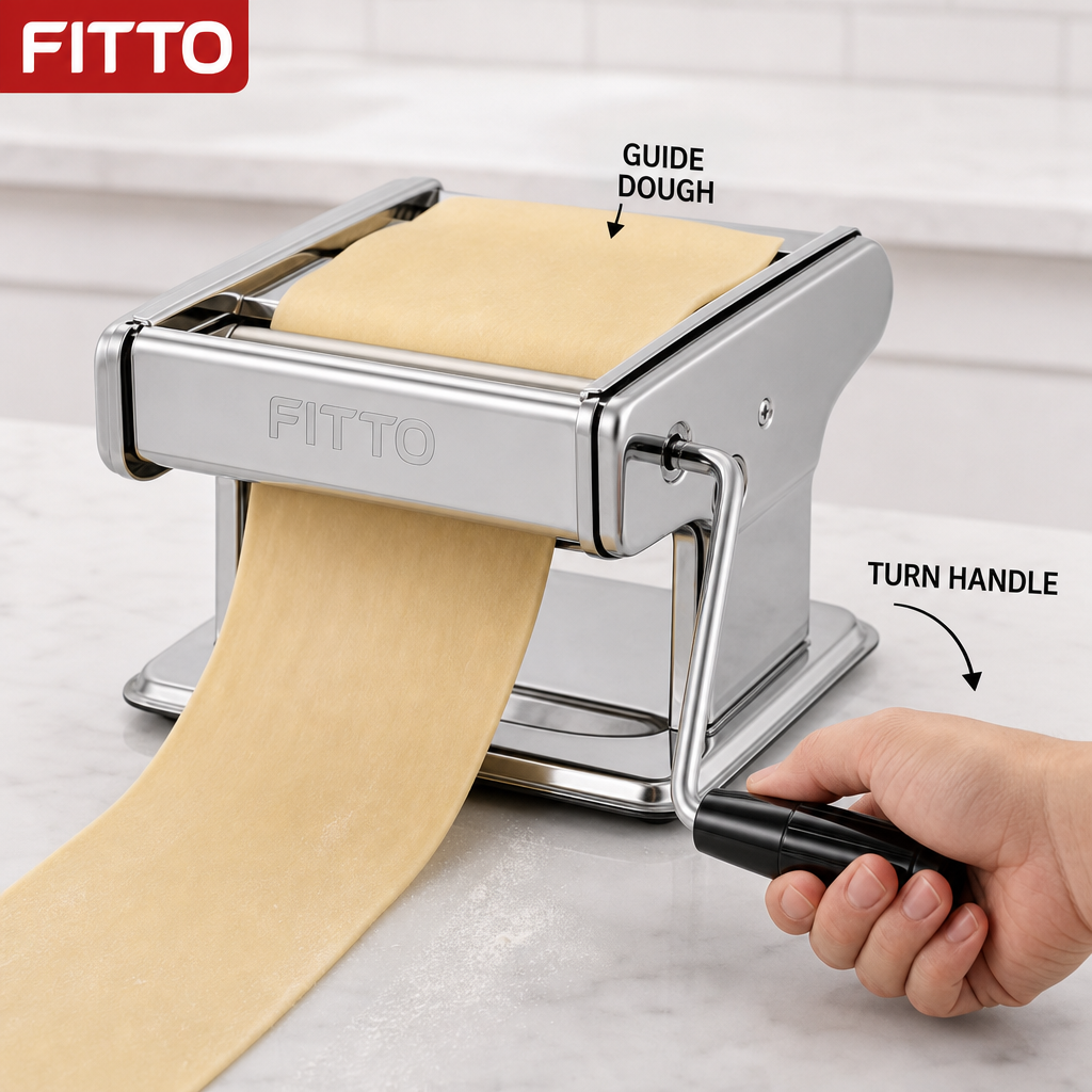 60 Pieces Stainless Steel Pasta and Noodle Maker with Adjustable Rollers, Manual Dough Sheeter, 1 Piece