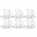 60 Pieces Clear Glass Tea Cup and Saucer Set, 12 Pieces