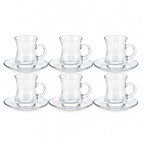 60 Pieces Clear Glass Tea Cup and Saucer Set, 12 Pieces
