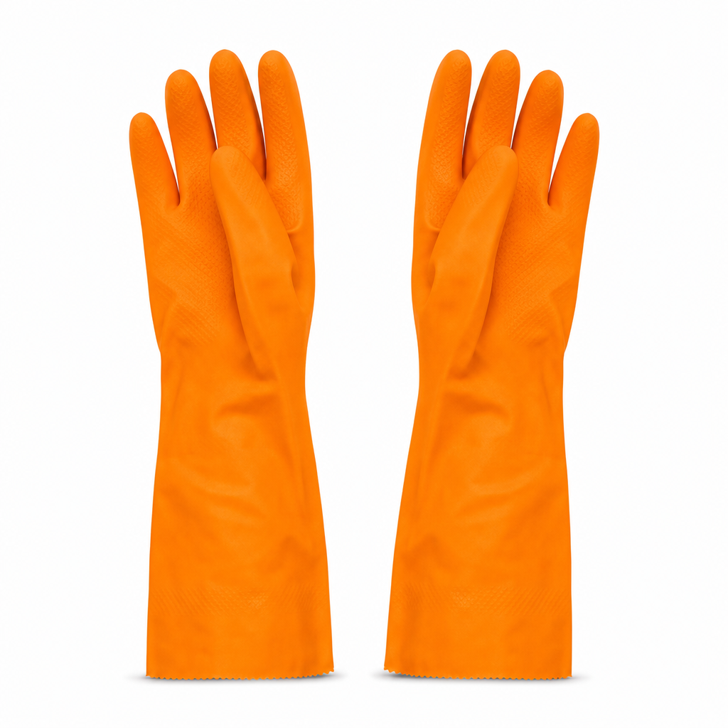 144 Pieces Orange PVC Household Cleaning Gloves, 30 cm, 1 Pair