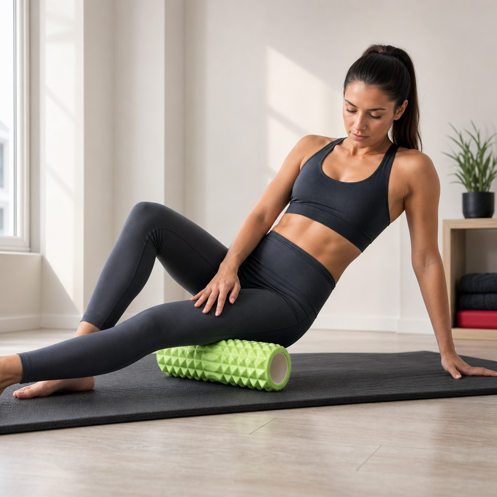 96 Pieces Textured Yoga Roller 33cm Green Cylindrical Exercise Roller