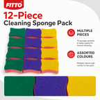 96 Pieces Cleaning Sponges, Multi-Colour Kitchen Scrubbers, Pack of 12