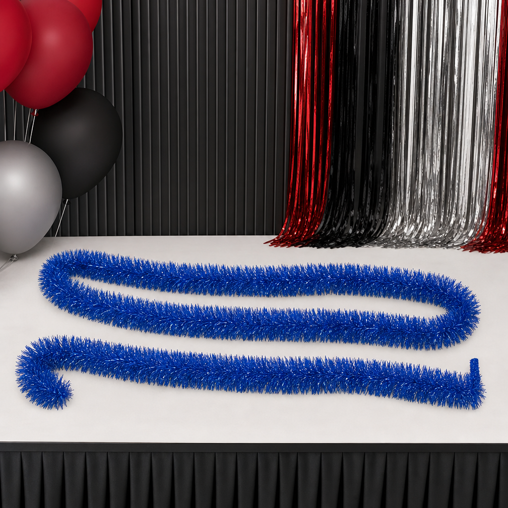 120 Pieces Blue Tinsel Decoration, 5 cm x 12 m, 2 Pieces