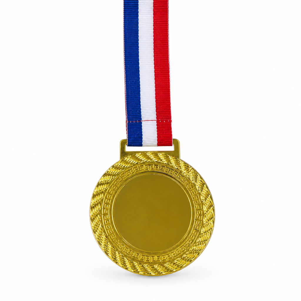 144 Pieces Gold Sports Medal with Red White and Blue Ribbon for Award Recognition