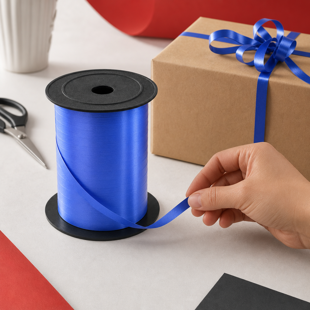 144 Pieces Blue Ribbon Roll, 5 mm Wide, 250 yd Length, Single Continuous Roll