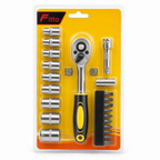 96 Pieces Ratchet Socket and Bit Tool Set, 21-Piece Hand Tool Kit, 20 cm, Black Yellow and Silver