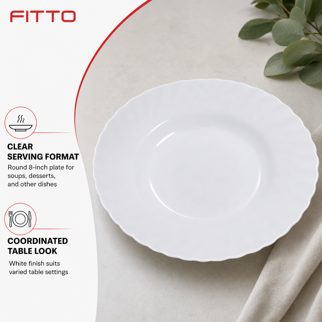 120 Pieces Soup Plate, 8 Inch, Round White Tablewares
