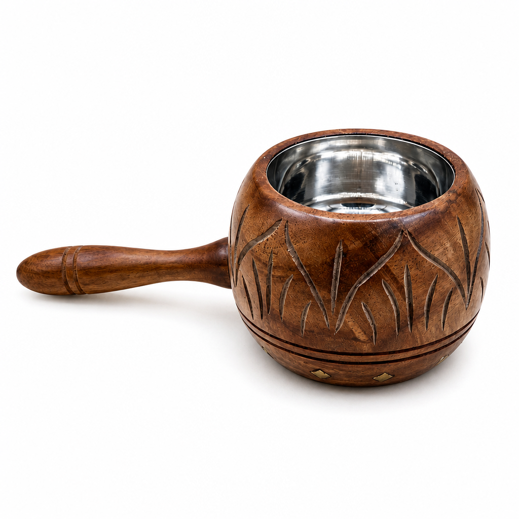 72 Pieces Wooden Incense Burner Bowl with Handle, Metal-Lined 4.3 Inch