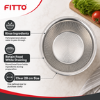 96 Pieces Silver Stainless Steel Colander Bowl, 28 cm, 1 Piece