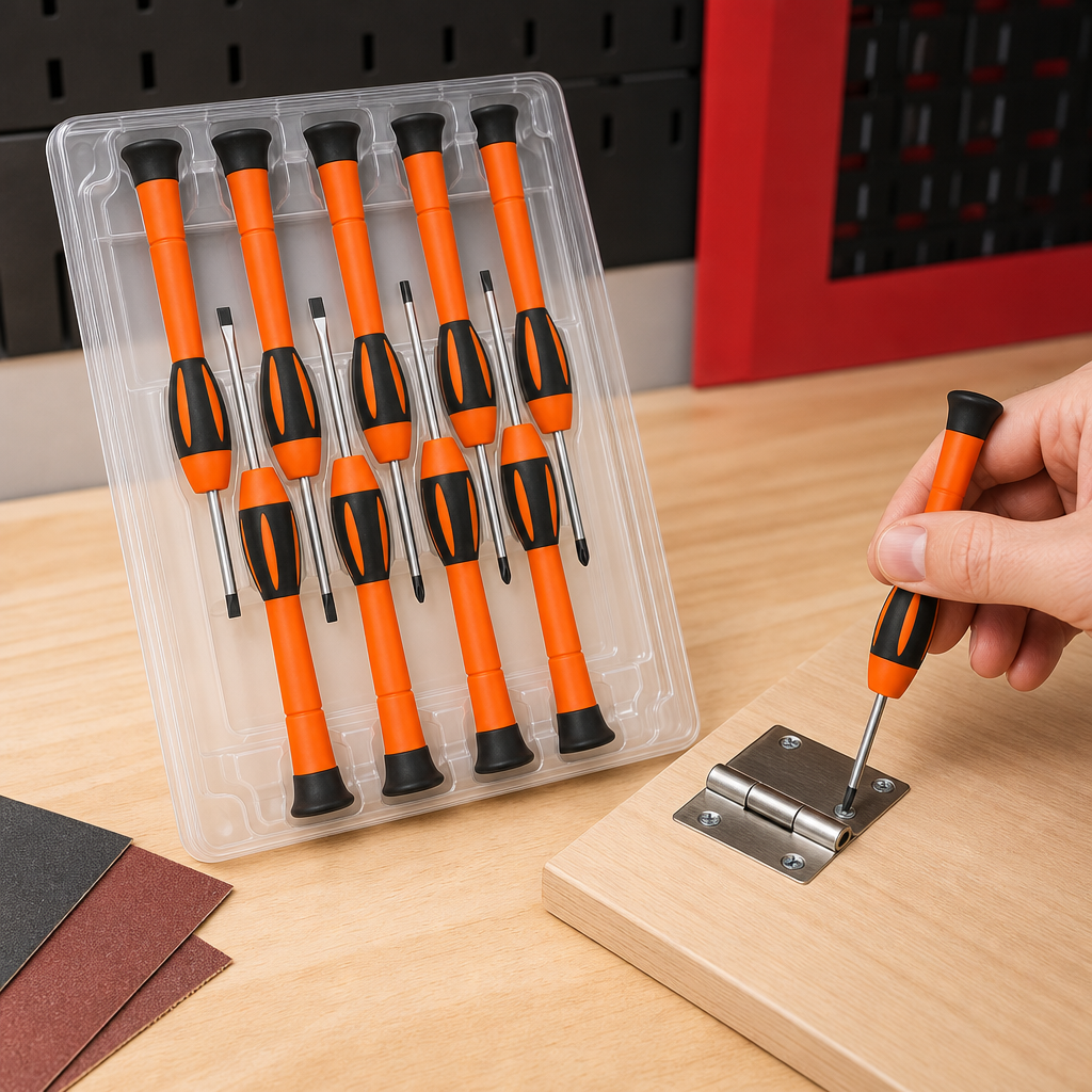 96 Pieces Precision Screwdriver Set with Slotted & Phillips Drivers, 15 cm Each, Orange and Black, 10-Piece Set