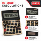 72 Pieces 16-Digit Electronic Calculators with Tax Function and Dual Power, Black and Gold, 1 Piece