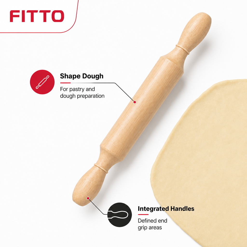 120 Pieces Wooden Rolling Pins, 39 x 4.5 cm, Single Baking Tool with Integrated Handles
