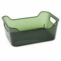 120 Pieces Storage Box with Cutout Handles, Rectangular Plastic Organizer, Green or Clear, 20 × 14 × 8 cm