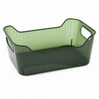 120 Pieces Storage Box with Cutout Handles, Rectangular Plastic Organizer, Green or Clear, 20 × 14 × 8 cm