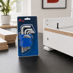 96 Pieces Short Hex Key Set, 1.5–10 mm Sizes, Blue and Silver, 9-Piece Allen Wrench Set