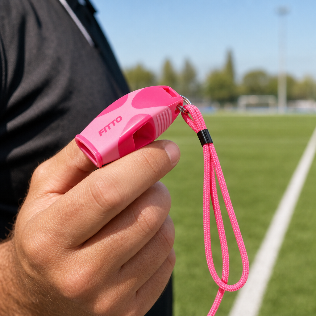 96 Pieces Sports Whistles, Pealess Design with Lanyard, Pink