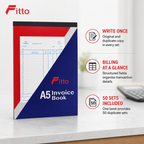 144 Pieces A5 NCR Invoice Books, 14.8 x 21 cm, 50 Duplicate Sets, 1 Piece