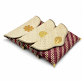72 Pieces Woven Palm Leaf Serving Trays with 3 Food Covers, Natural Beige and Burgundy Pattern, 40 x 28 x 13 cm