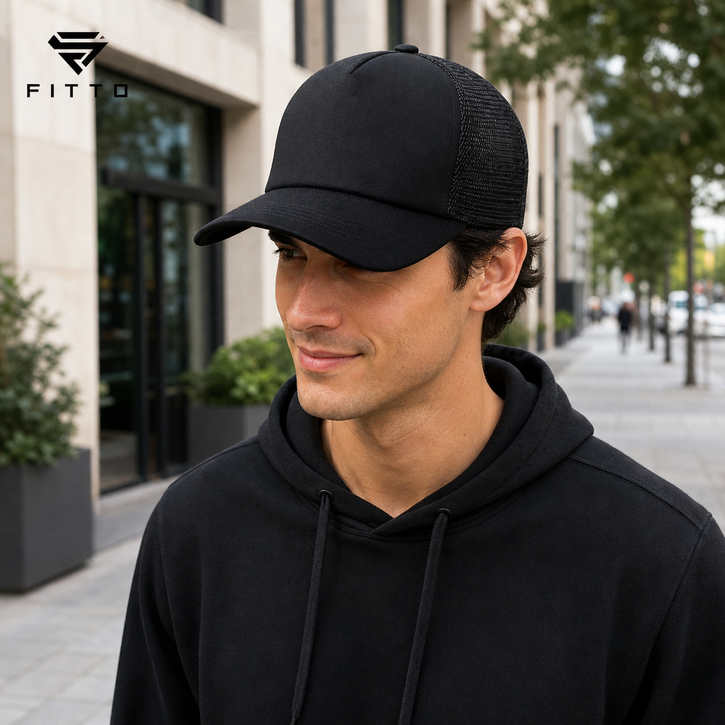 120 Pieces Trucker Caps Black Mesh-Back Curved Visor One Piece