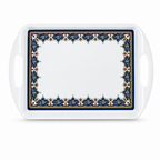 96 Pieces Melamine Rectangular Serving Trays with Handles, 18 Inch, Ornate Border Design
