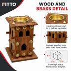 72 Pieces Wooden Bakhoor Incense Burner with Brass Bowl, Big, 16 cm