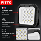 72 Pieces Solar-Powered LED Work Light with White and Red/Blue Emergency Modes, Portable Rectangular Light, 21 x 17 x 8 cm