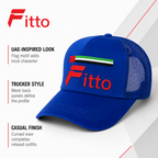 120 Pieces Blue Trucker Cap with UAE Flag Design, Curved Visor and Mesh Back, 1 Piece