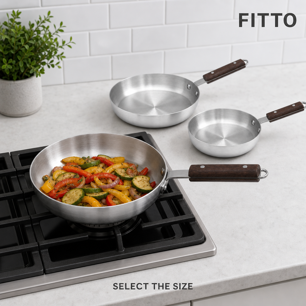 48 Pieces Fry Pan Set, 3-Piece Small Medium Large Cookwares Set for Everyday Kitchen Cooking