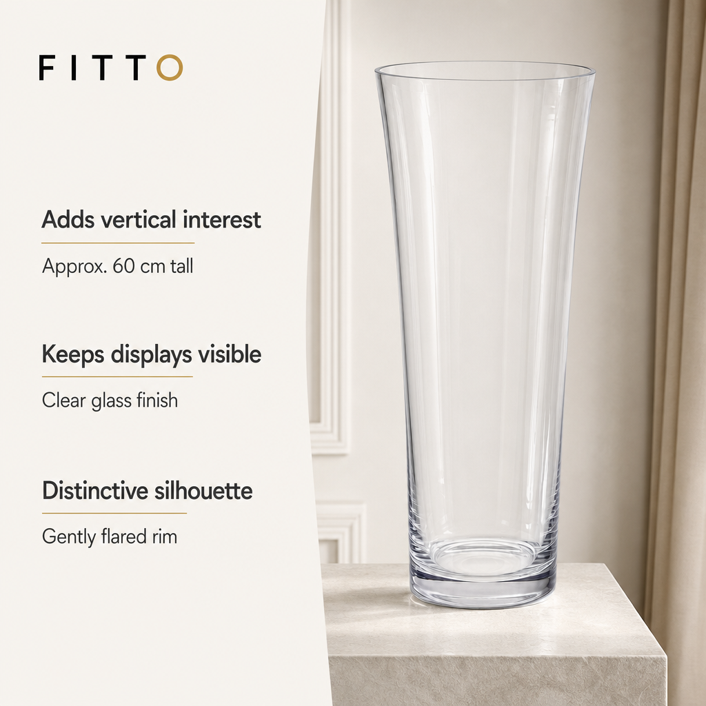 48 Pieces Tall Clear Glass Decorative Vase, Flared Rim, 60 cm