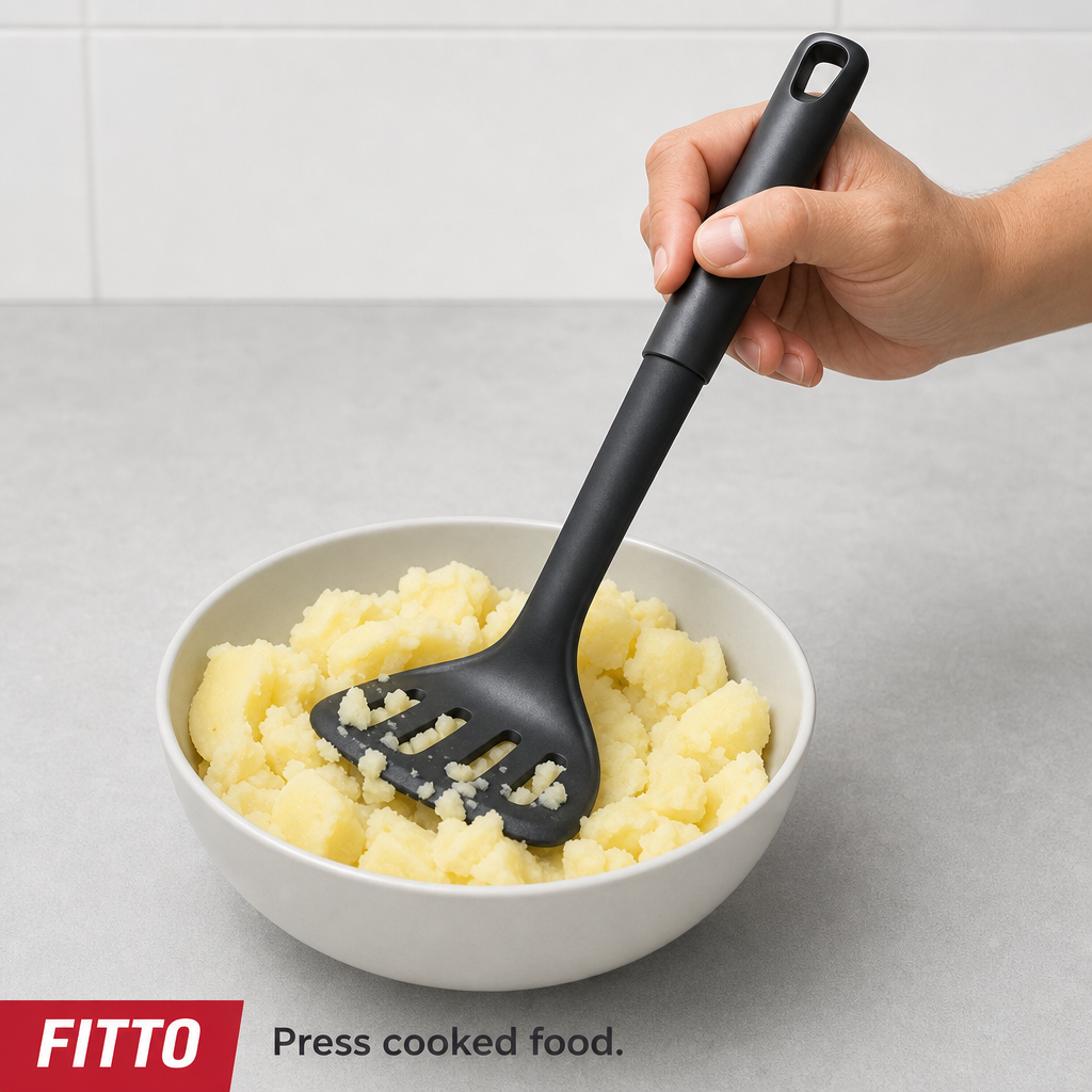 96 Pieces Nylon Potato Masher, Slotted Black Head with Long Handle, 33 cm Kitchen Tool for Mashing Cooked Foods