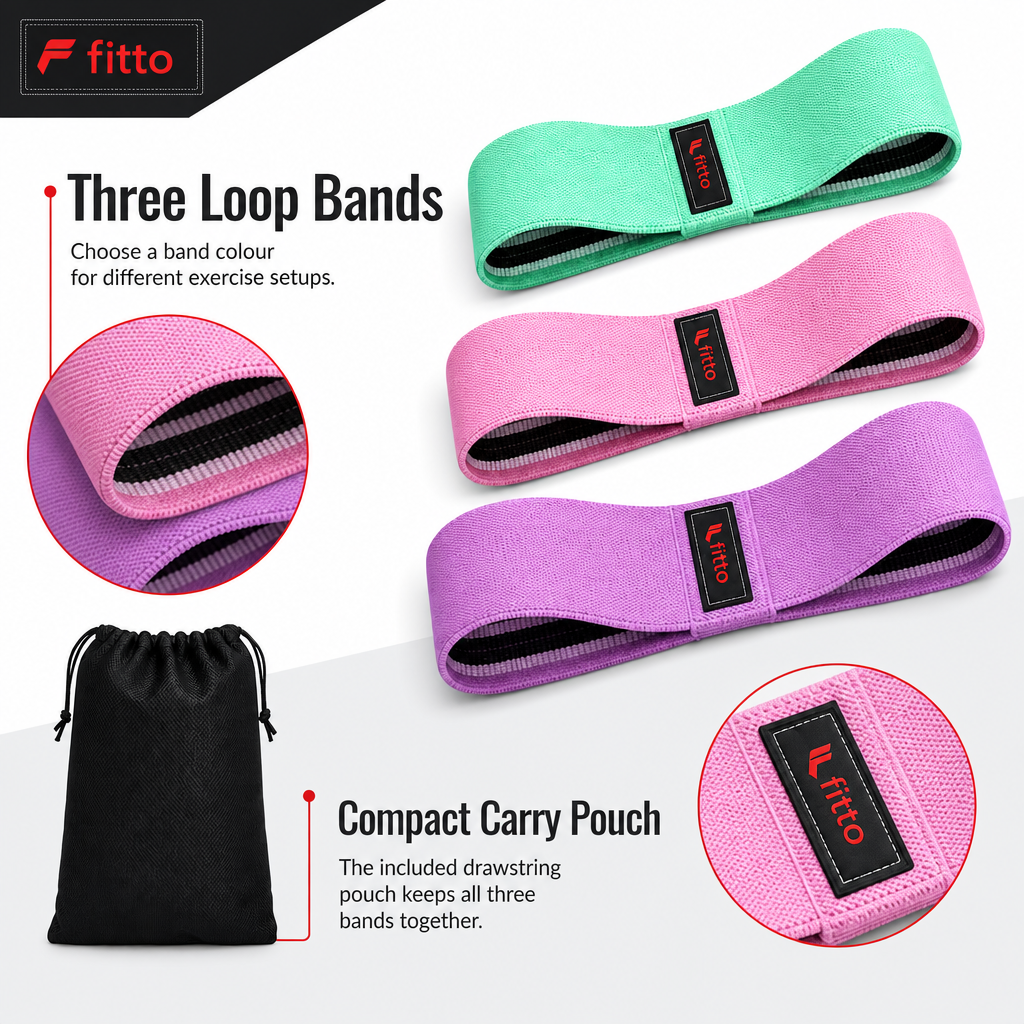 72 Pieces Hip Resistance Bands Set for Exercise and Fitness, 3-Piece Set with Storage Pouch