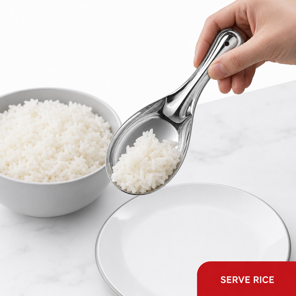 144 Pieces Stainless Steel Oval Rice Spoon, 26 cm