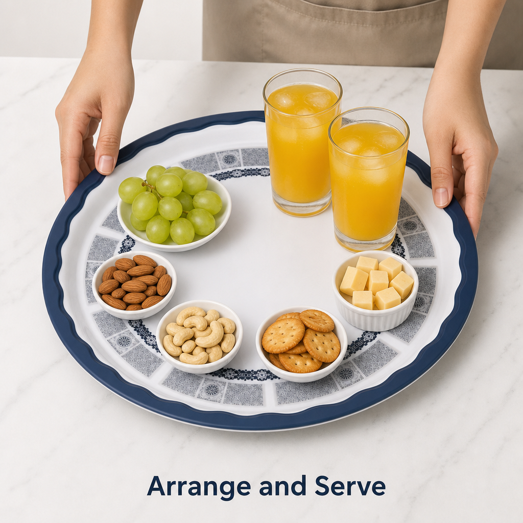 96 Pieces Melamine Round Wavy Serving Trays, 40 cm