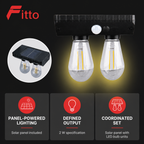 96 Pieces Solar LED Bulb Kit with Solar Panel, 2 W, Black, 1 Set