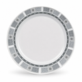 120 Pieces Dinner Plate, 8 Inch, Grey Geometric Border, Round Tablewares