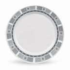 120 Pieces Dinner Plate, 8 Inch, Grey Geometric Border, Round Tablewares