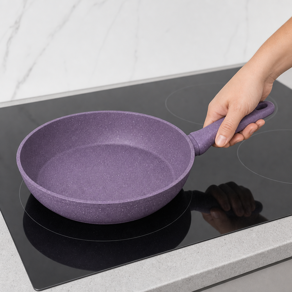 96 Pieces Granite-Coated Fry Pan, 24 cm, Purple
