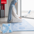 96 Pieces Prayer Mats with Carry Strap, Travel Size, Light Blue Floral Design, 1 Piece