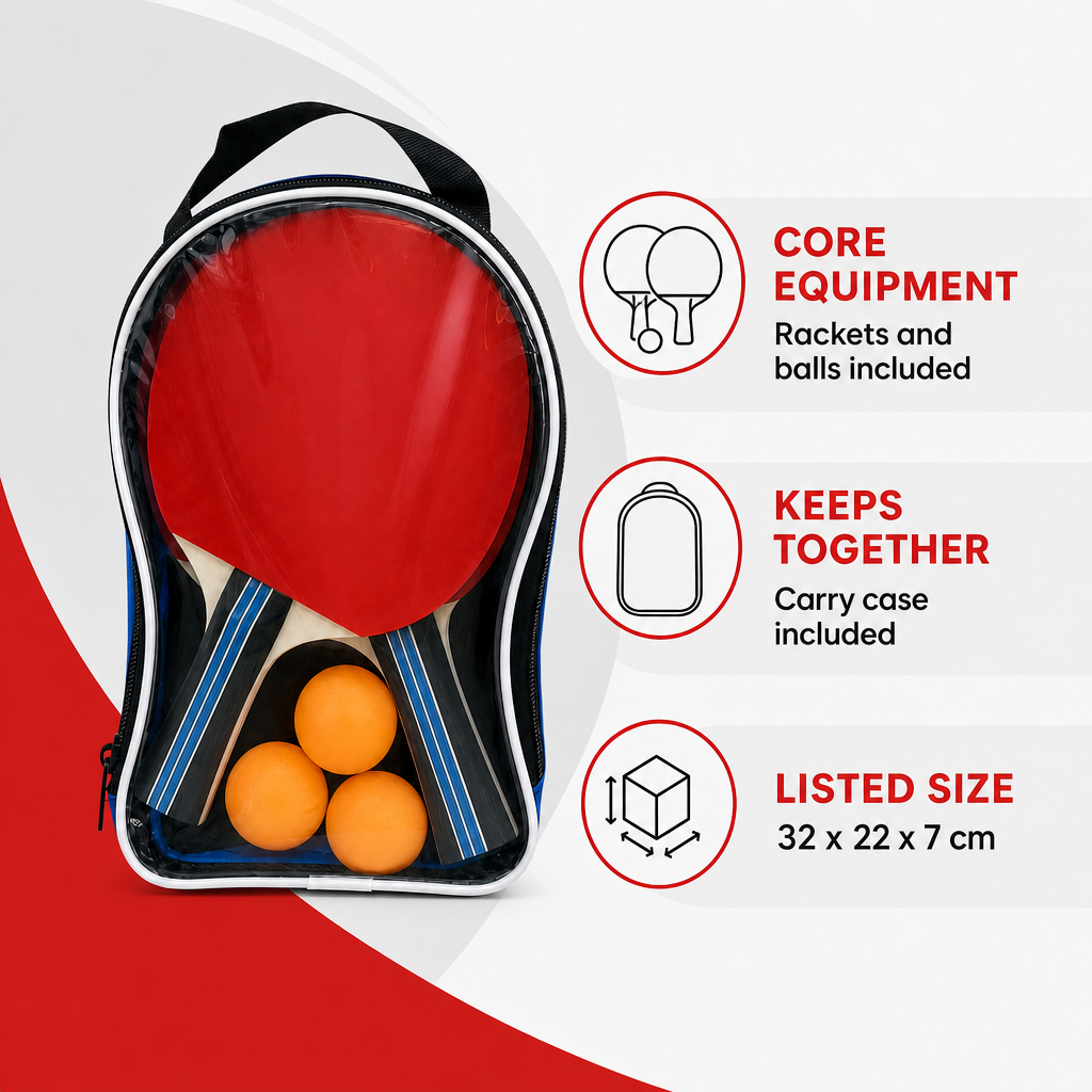 72 Pieces Table Tennis Racket Set with Balls and Carry Case, 32 x 22 x 7 cm