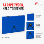 96 Pieces Blue A4 Document Folder with Button and Elastic Cord Closure, 1 Piece