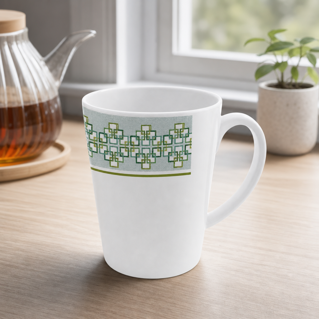120 Pieces Water Mug with Handle, Green Floral Pattern, White